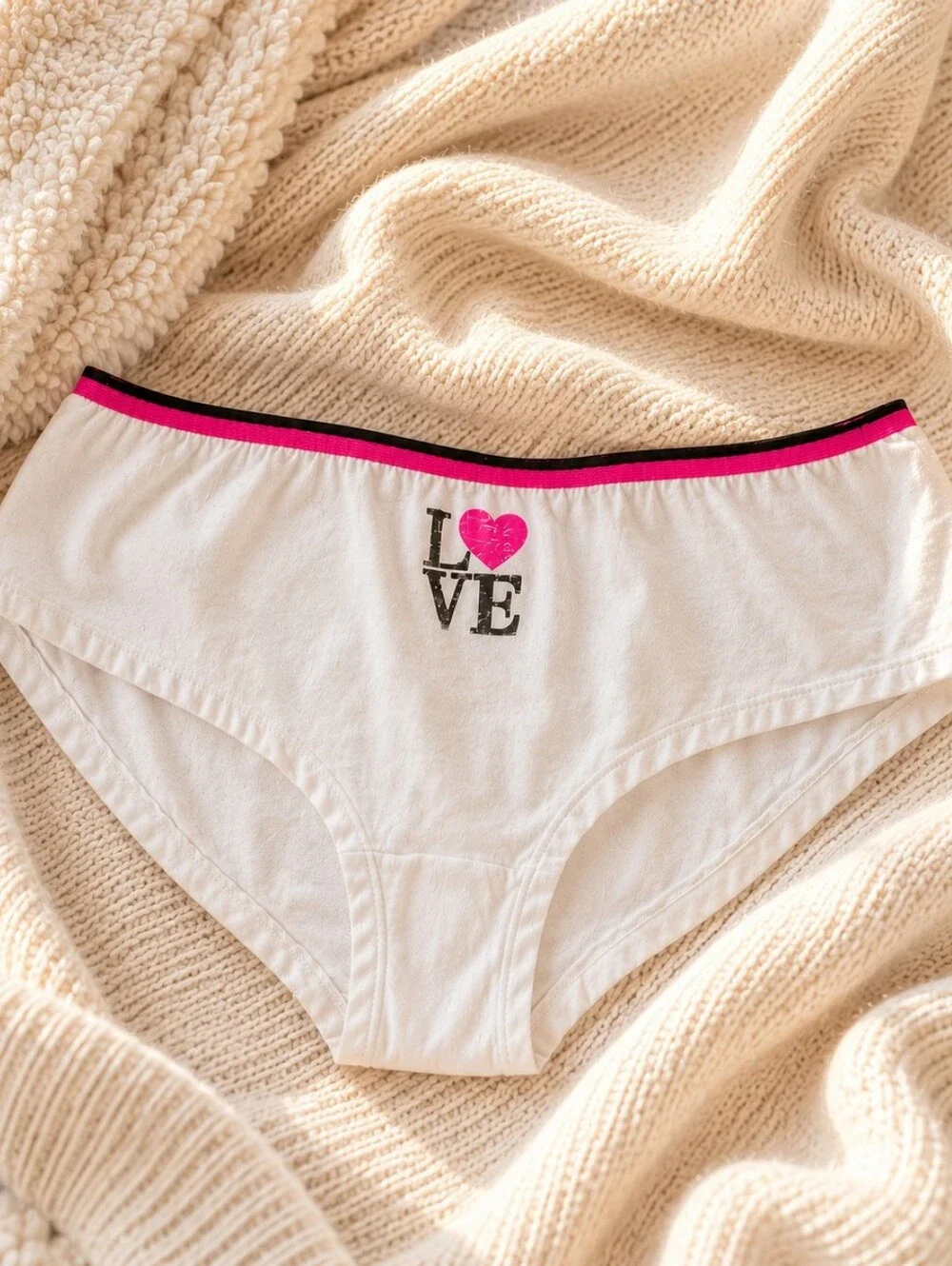 Women's Panties with Pink Accent and LOVE Graphic WW - Picture 2 of 4